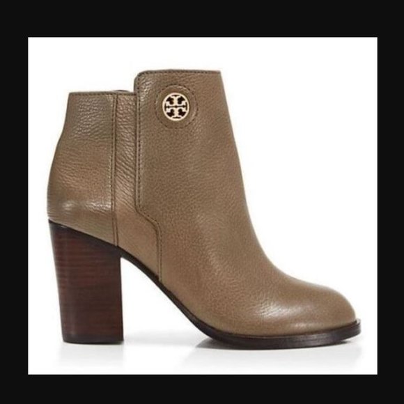 Tory Burch Junction Women's Porcini Tumbled Leather Ankle Booties Size 10 - Picture 2 of 3